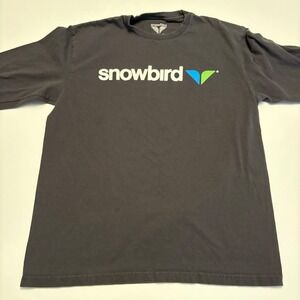 Snowbird Graphic T-Shirt Mens Large Black Long Sleeve Ski Resort Logo Tee